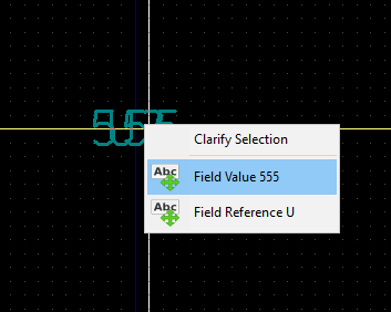 Screenshot of the context menu shown when trying to move something when there's something else nearby, with 'Field Value' highlighted